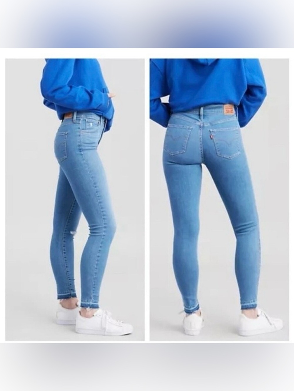 Levi’s 720 Distressed Raw Hem Light Blue High-Rise Skinny Jeans 27